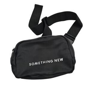 Something New Bridal Crossbody Waist Back Fanny Pack Black White Zip Up